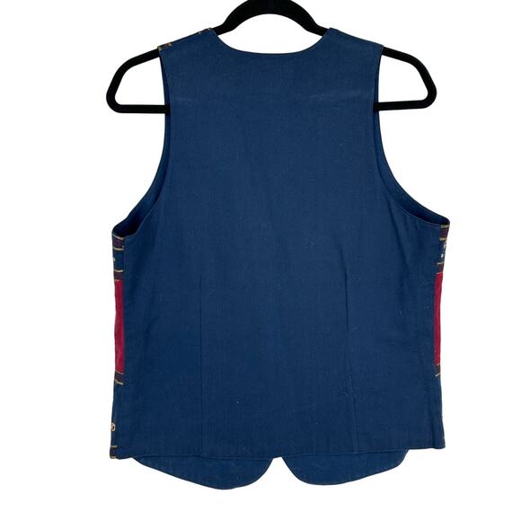 Vintage Solution Womens Cotton Vest Size S Embroidered Western Southwestern Blue - Picture 5 of 7